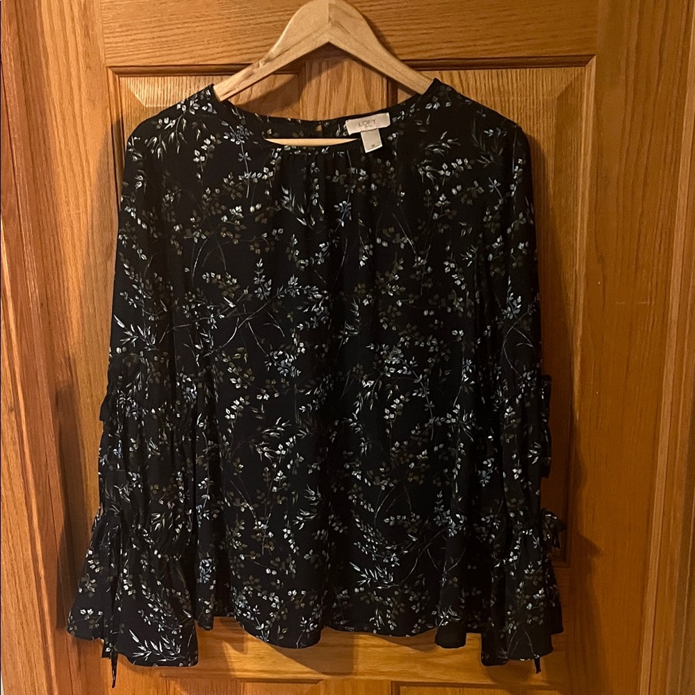LOFT  Navy Floral Blouse